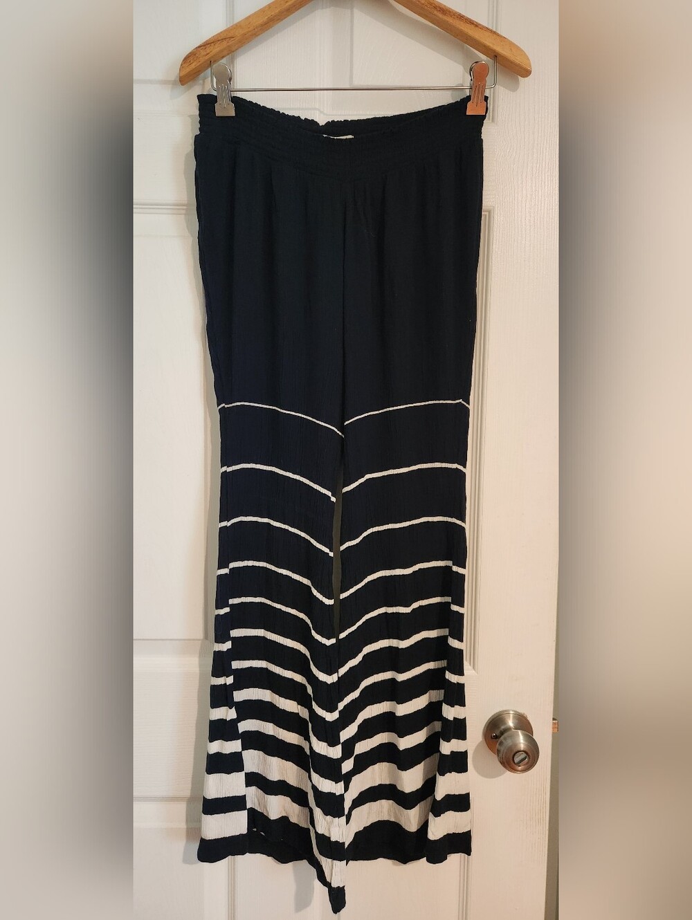 Billabong Navy and White Striped Wide-Leg Pants